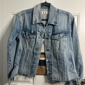 AMO DENIM CANTEEN RAW FRAYED HEM DENIM CLASSIC VINTAGE JACKET - BIG SKIES XS